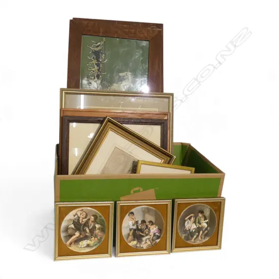  BOX OF ASST. FRAMED PRINTS & ORIGINALS 
