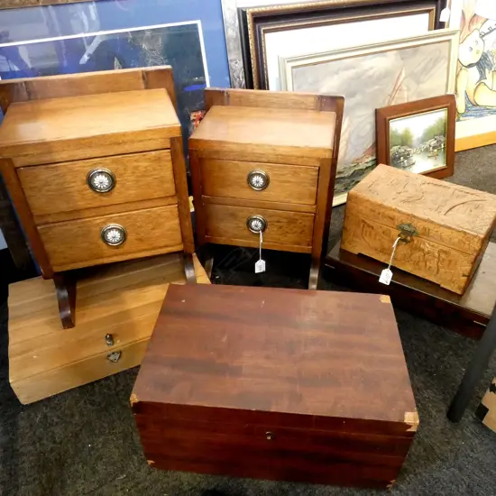4 WOODEN BOXES W.435mm, PR DRAWERS