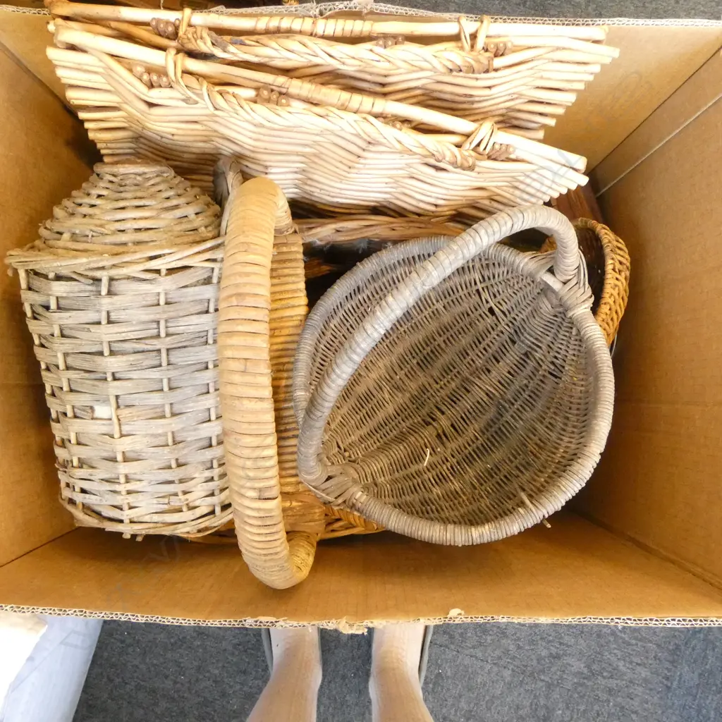 BOX OF ASST. CANE BASKETS etc Image 1++