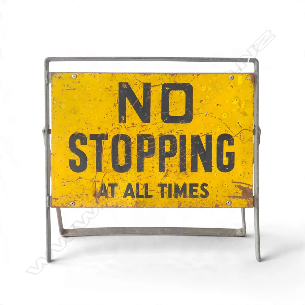 VINTAGE METAL SIGN 'NO STOPPING AT ALL TIMES' W.480mm H.450mm Image 1++
