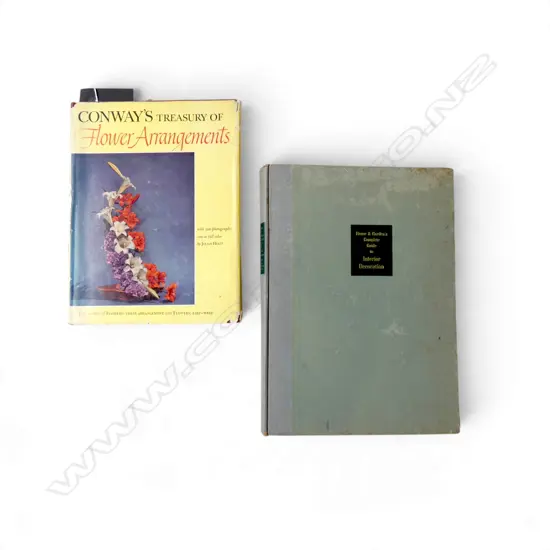 2 BOOKS – 1958 FLOWER ARRANGEMENTS (300 PHOTOS) + HOUSE & GARDEN INTERIOR DECORATION 1947, L.280-330mm
