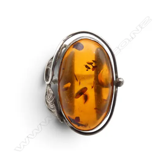 STG SILVER DESIGNER AMBER? RING 6.94gms