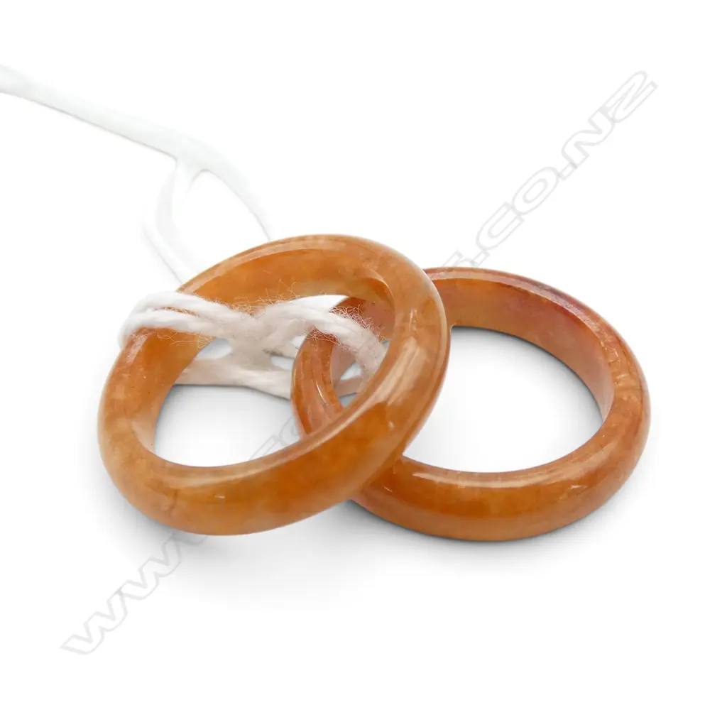 2 RED JADEITE half hoop FINGER RINGS. Image 1++