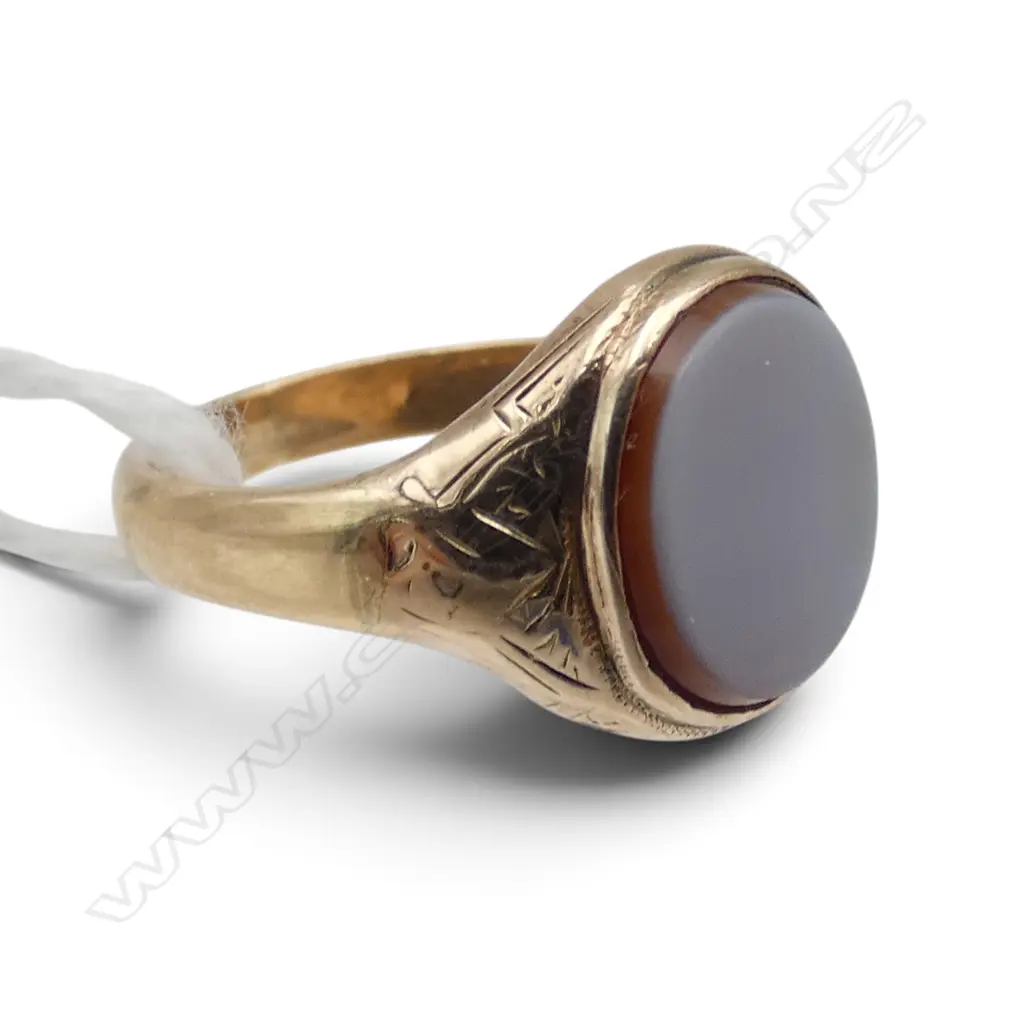 10CT AGATE SIGNET RING 2gms SMALL SIZE I1/2 Image 1++