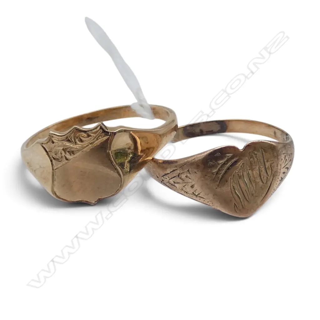2x  9CT SIGNET RINGS 3.8gms SIZE P & S Image 1++