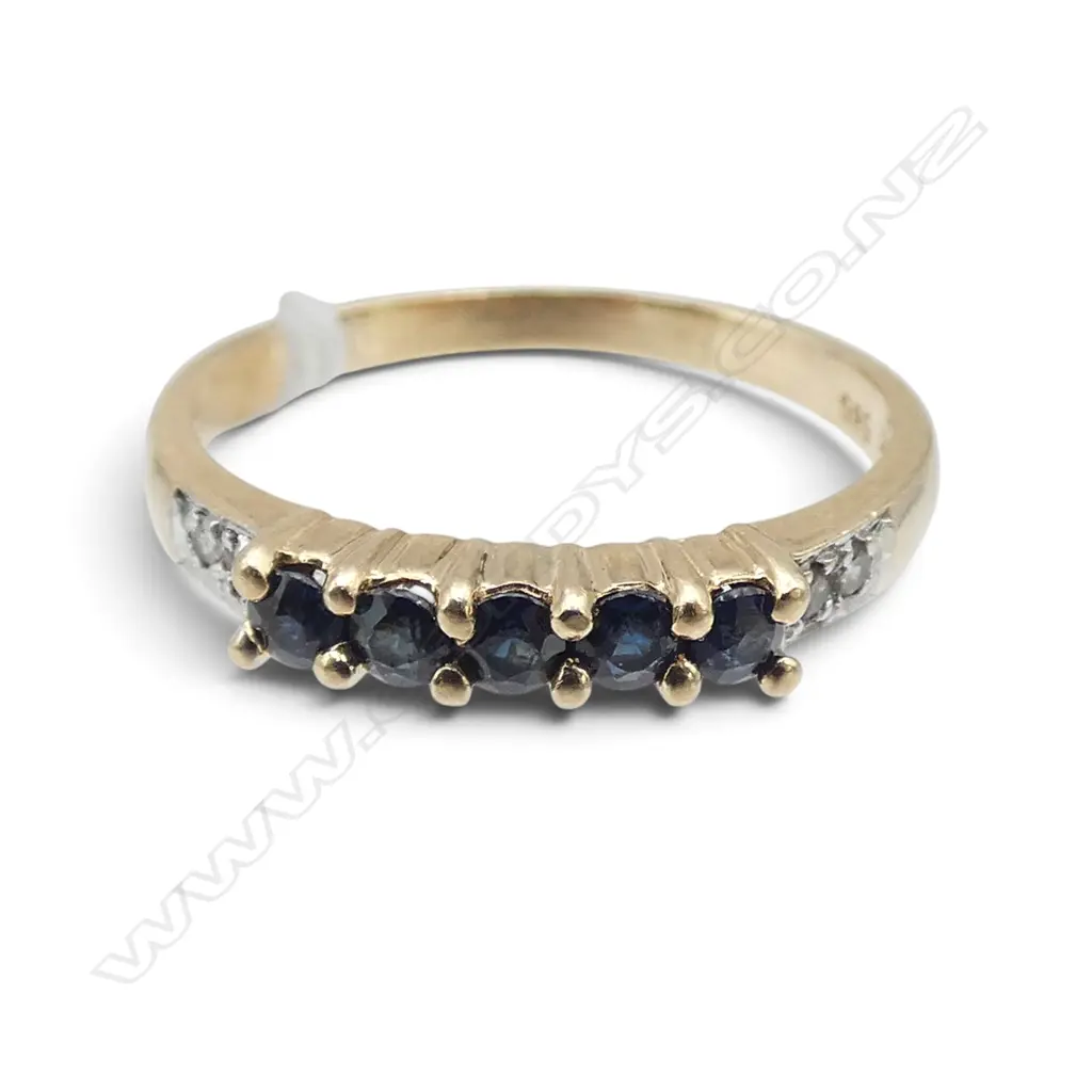 14CT SAPPHIRE & DIAMOND RING 1.8gms SIZE K1/2 Image 1++