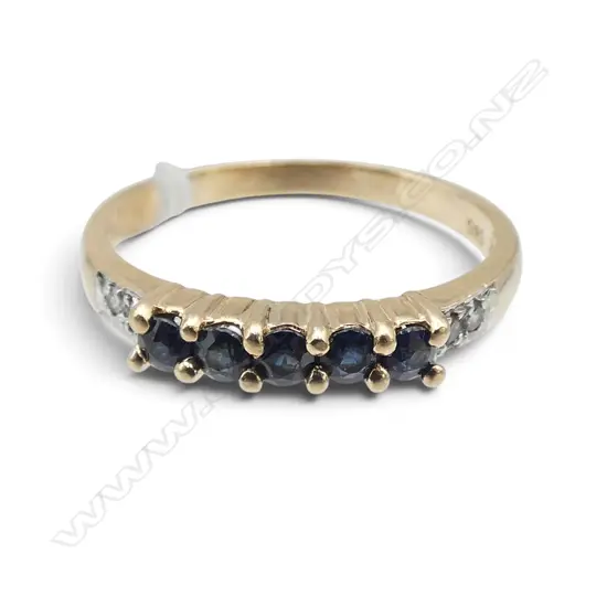 14CT SAPPHIRE & DIAMOND RING 1.8gms SIZE K1/2