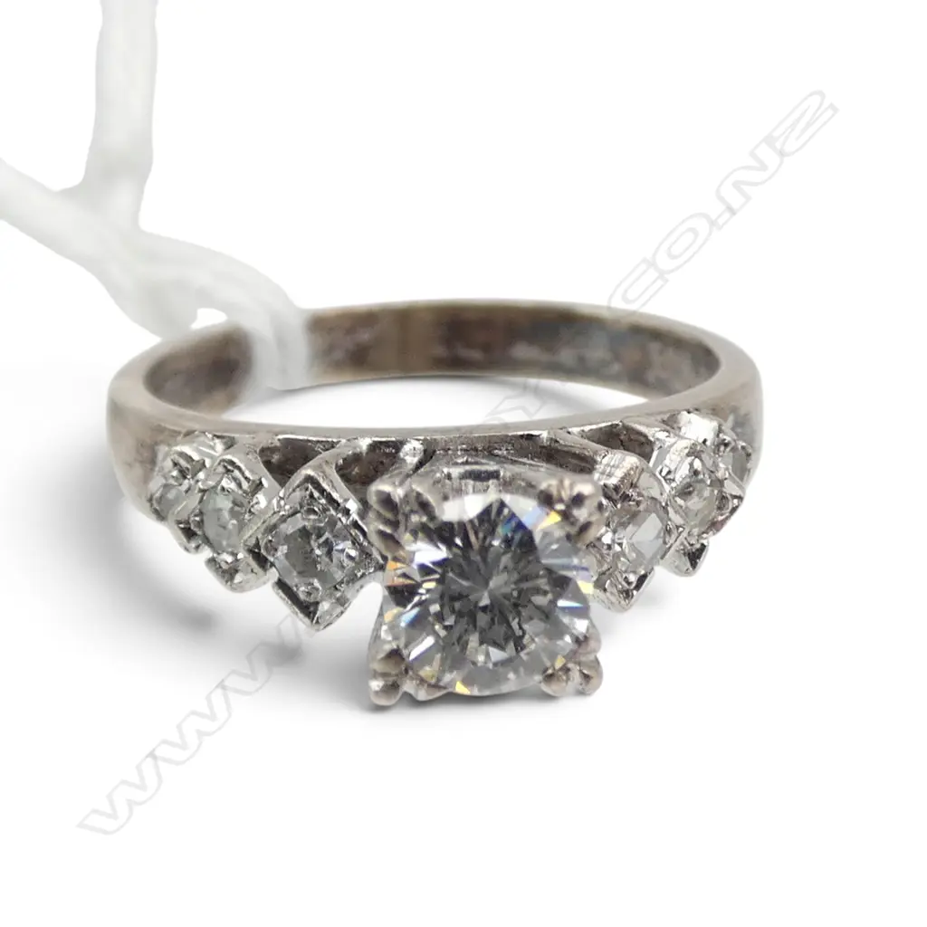 9ct WHITE GOLD & DIAMOND SOLITAIRE RING 0.390ct. VS1-VS2. Colour J-K. TDW.0.54ct. 3.56gms.  Val. $3400 size M1/2 Image 1++