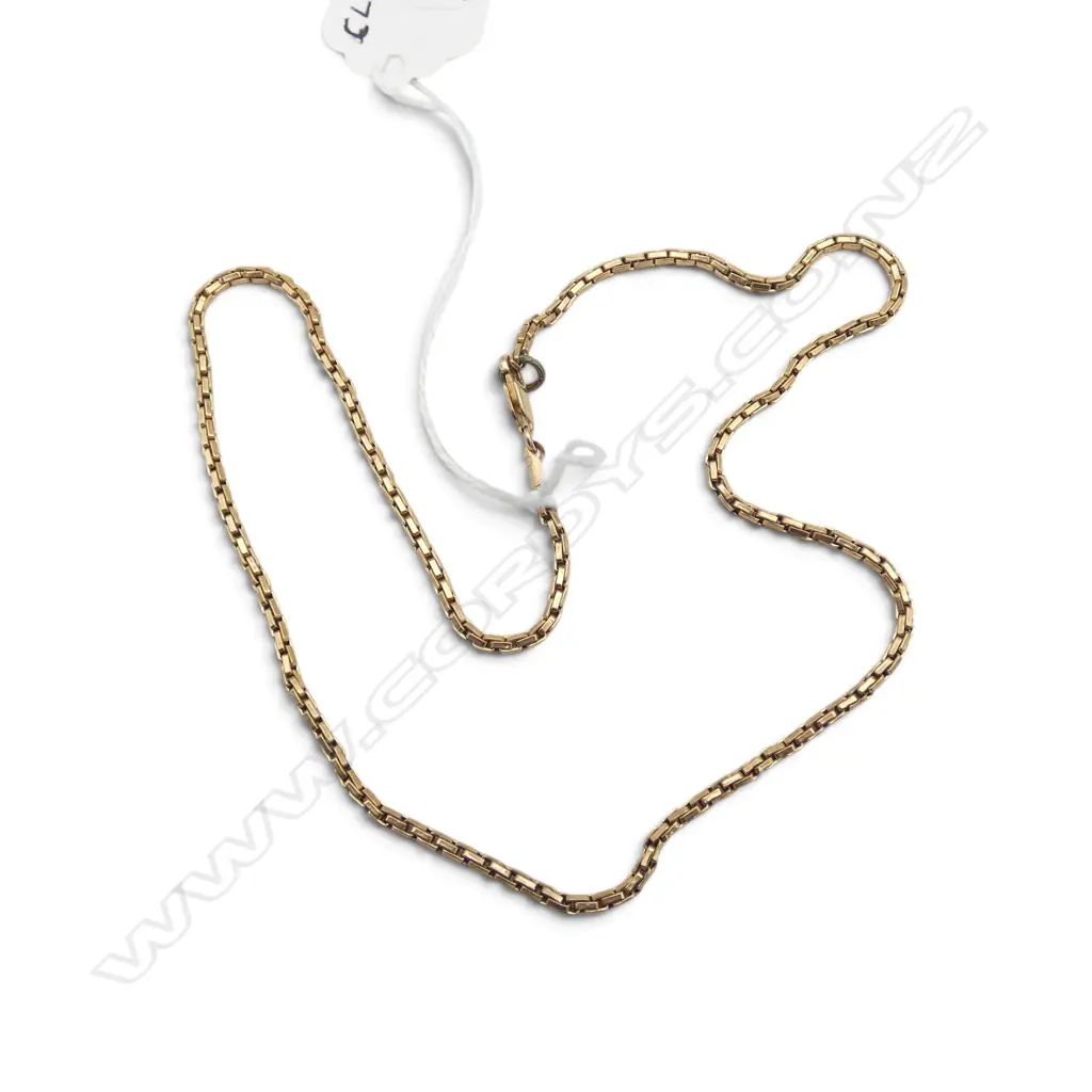 9ct BOX LINK CHAIN, 5.25gm, L.420mm jump ring not gold Image 1++