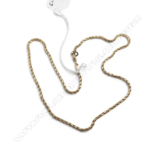 9ct BOX LINK CHAIN, 5.25gm, L.420mm jump ring not gold