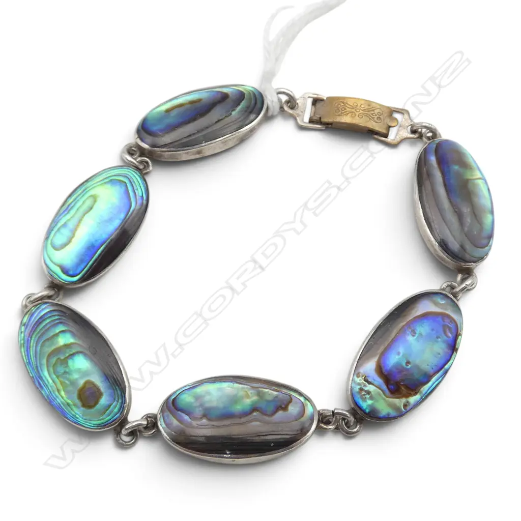 STG SILVER & PAUA BRACELET w BRASS CLASP Image 1++