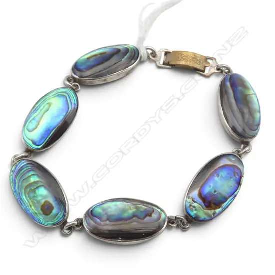 STG SILVER & PAUA BRACELET w BRASS CLASP
