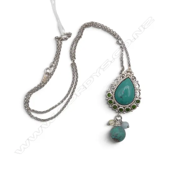 SILVER TURQUOISE & GEMSTONE NECKLACE