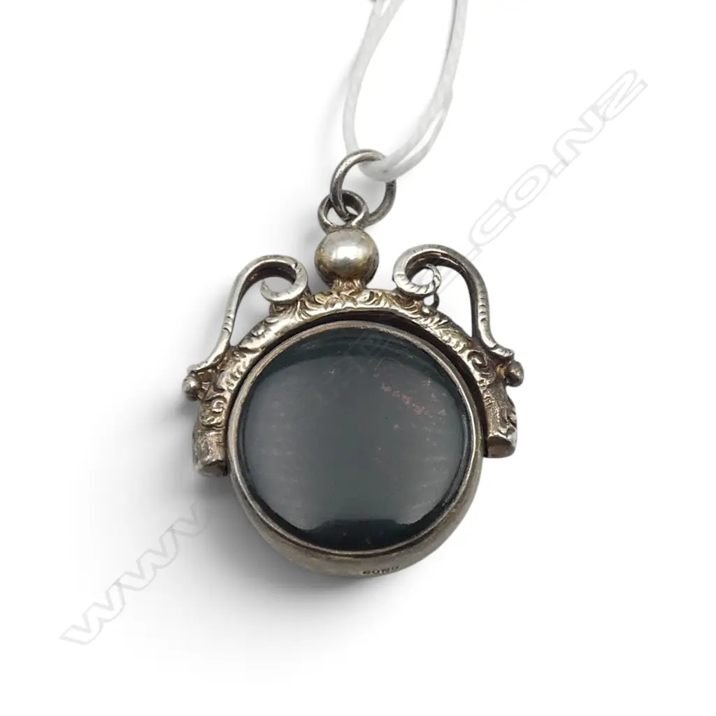 SILVER BLOODSTONE & AGATE FOB SWIVEL Image 1++