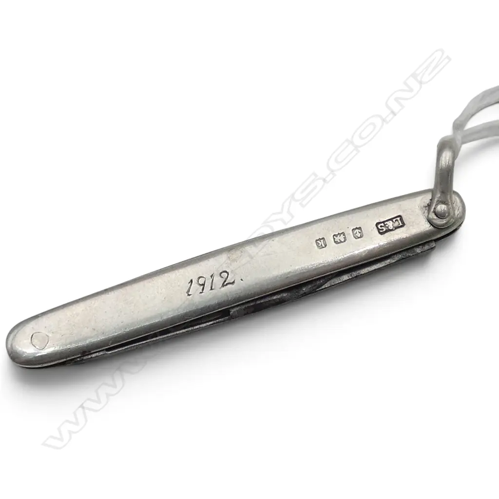1912 SILVER POCKET KNIFE w blue enamelled emblem & 'R.M.S. Orvieto' (Orient Line) Birmingham 1909 Image 1++