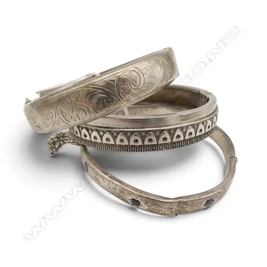 3 SILVER BANGLES, 54.37gm, 2 w faults
