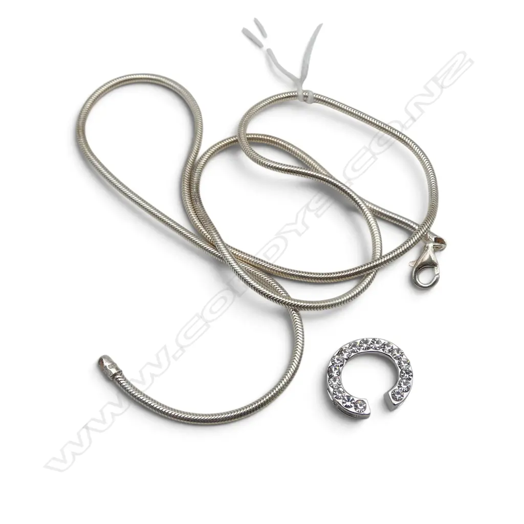SILVER SNAKE CHAIN, L.47mm, 'J's' Hong Kong & 'C' charm Image 1++