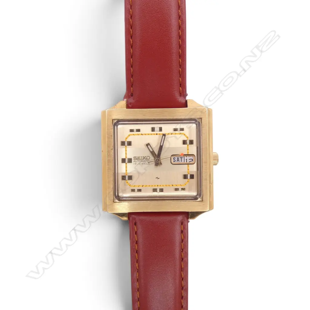 1970'S SEIKO 'TV DIAL' AUTOMATIC 19 JEWELS WATCH, GOLD PLATED, NEW LEATHER STRAP Image 1++