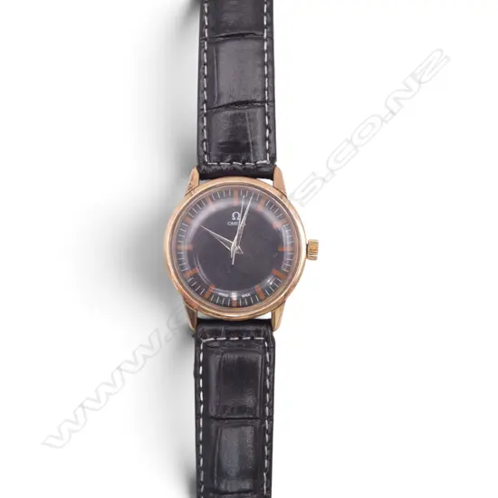 1960's GENT'S OMEGA UNCOMMON BLACK DIAL 'TECHNICAL' SEAMASTER WRISTWATCH rose gold exterior case.