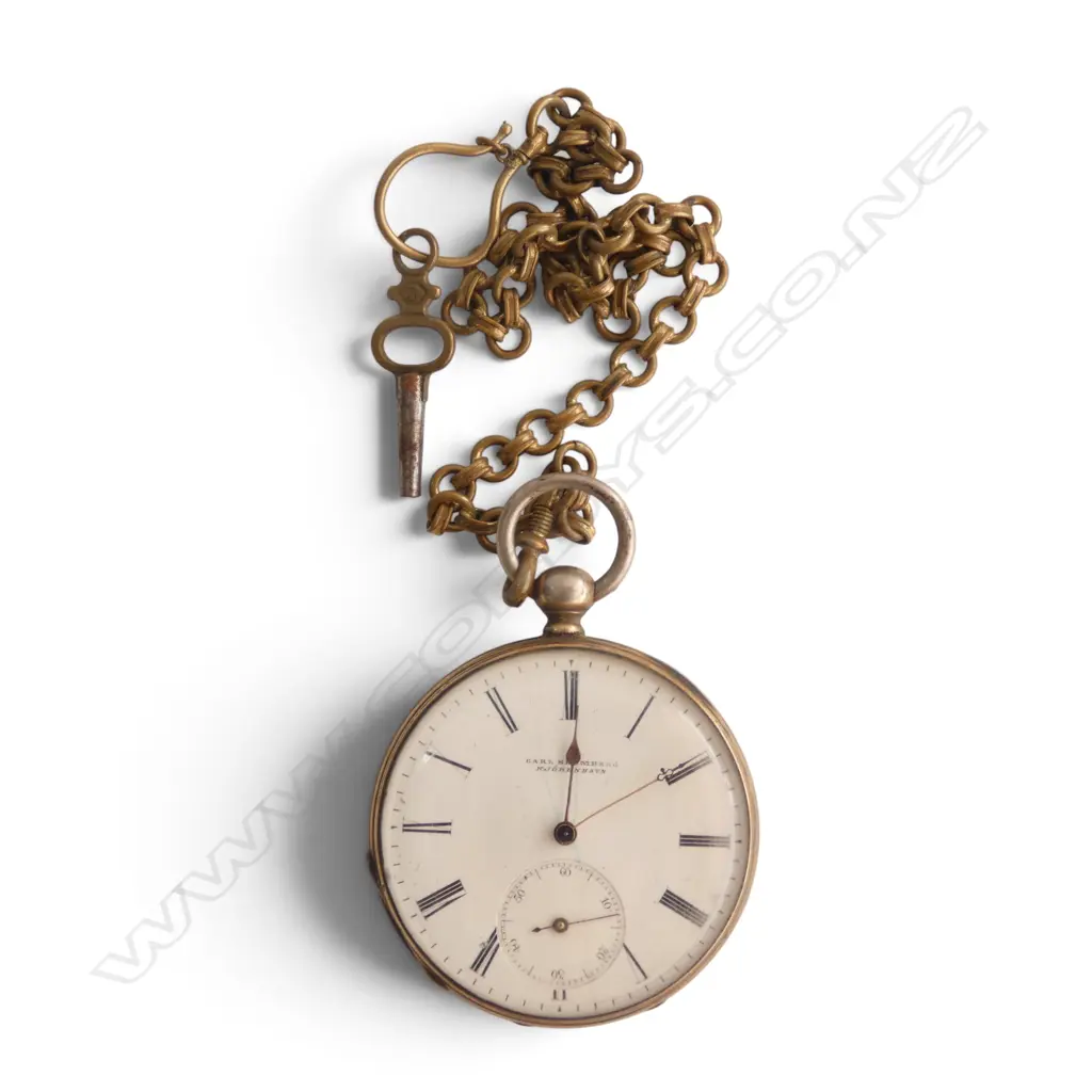 ANTIQUE POCKET WATCH ON CHAIN WITH KEY  Image 1++