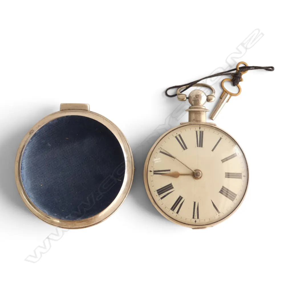 GEORGIAN S/SILVER POCKET WATCH & KEY 160GMS TOTAL WIEGHT Image 1++