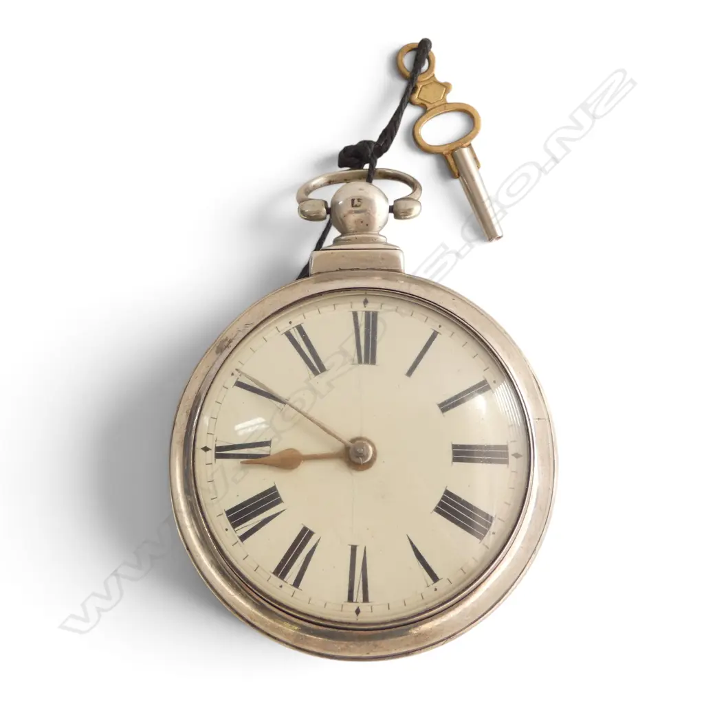 GEORGIAN S/SILVER POCKET WATCH & KEY 160GMS TOTAL WIEGHT Image 1++