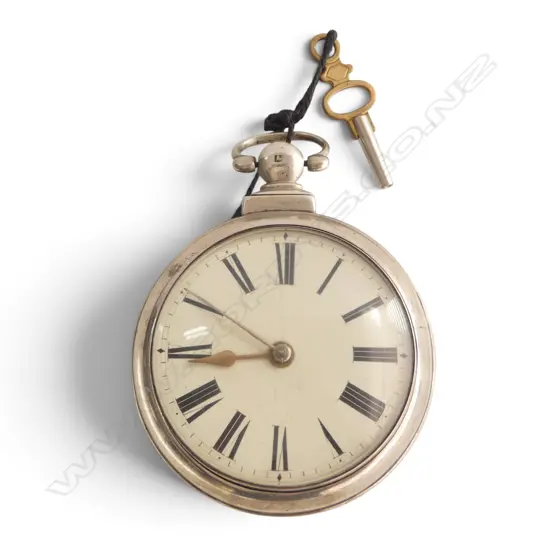 GEORGIAN S/SILVER POCKET WATCH & KEY 160GMS TOTAL WIEGHT