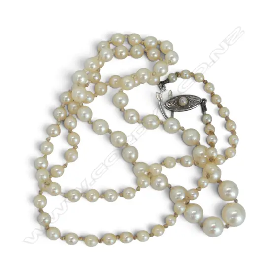 STRING OF INDIVIDUALLY KNOTTED CULTURED PEARLS L290MM