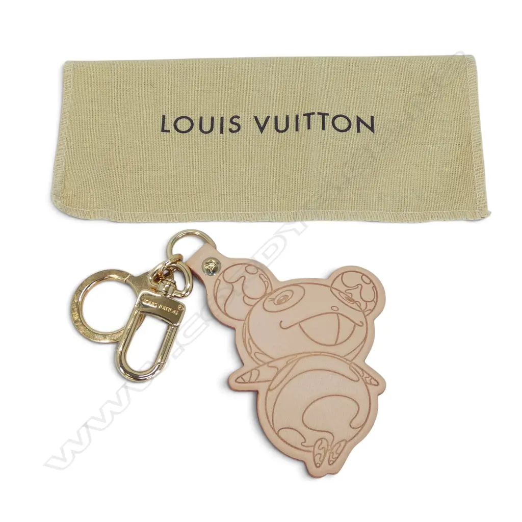 LOUIS VUITTON LTD ED TAKASHI MURAKAMI PANDA CHARM/KEY RING, leather & gold-tone hardware, unused w dust bag Image 1++