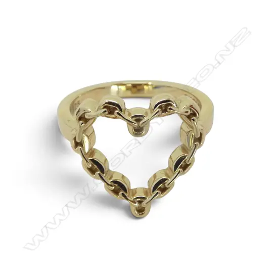 STOLEN GIRLFRIENDS CLUB SILVER GILT CHAIN HEART RING 3.8gms, BOXED