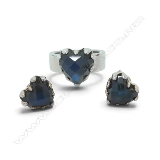 STOLEN GIRLFRIENDS CLUB 925 SILVER & LABRADORITE RING & PR EARRINGS, BOXED
