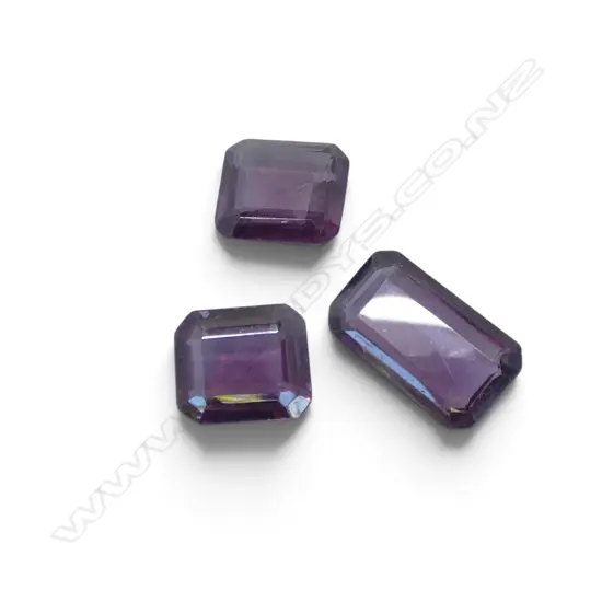 3 LOOSE STONES POSSIBLY EGYPTIAN FAKE ALEXANDRITE 16x9mm