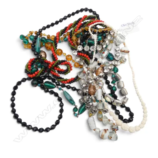FRENCH GLASS/CRYSTAL AND OTHER GOOD COSTUME NECKLACES