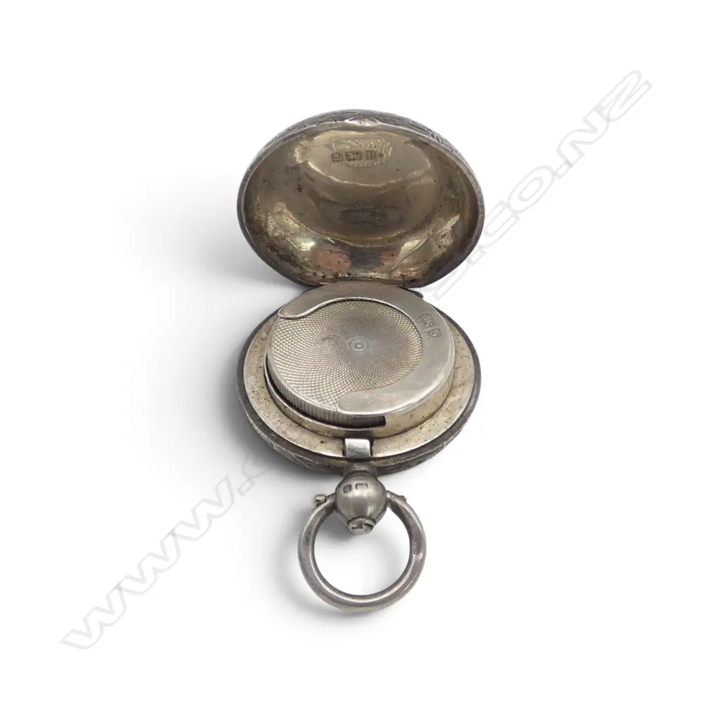 STG SILVER SOVEREIGN CASE, BIRM. 1901 & STG SILVER VESTA BIRM 1909, 35.80gm Image 1++