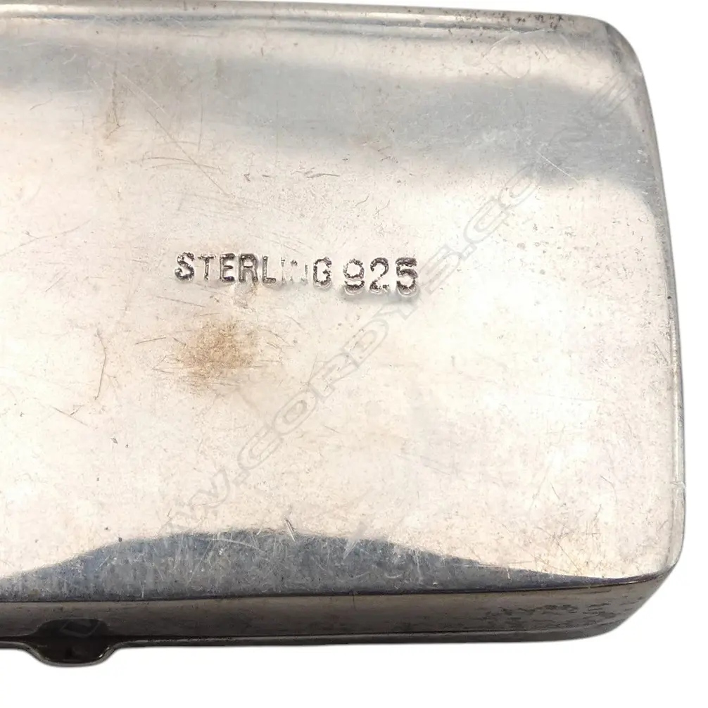 STG SILVER HINGED STAMP BOX, STAMPED 'STERLING 925', 38gms, L.57mm, W.30mm Image 1++