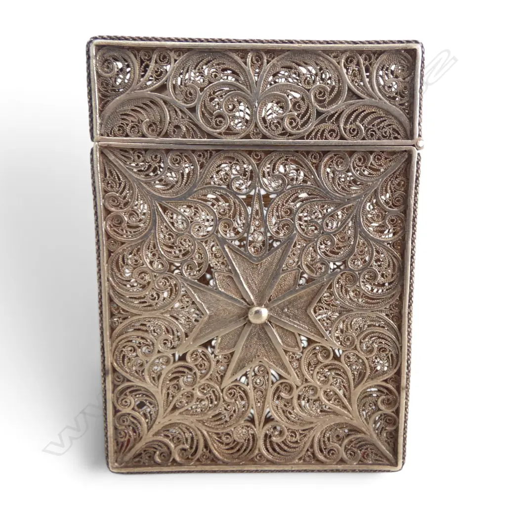 STG SILVER FILIGREE CARD CASE 70x50mm 47gms Image 1++