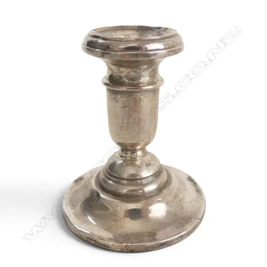Chester 1923 SILVER SHORT COLUMN CANDLESTICK H.80mm weighted base SOME DENTS