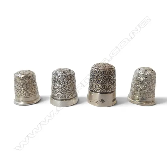 4 STG SILVER THIMBLES B'HAM 1902, 1914, 1920, & CHESTER 1900, 20gms, H.17mm-22mm