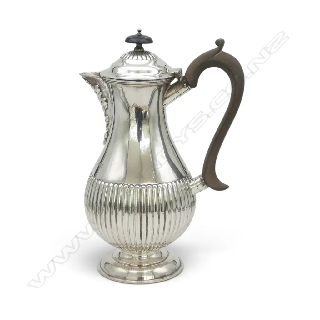 STG SILVER HOT WATER JUG, LONDON 1897, ENGRAVED TO 'CHARLES CUNNINGHAM SCOTT 1898, H.200mm 400gms Image 1++