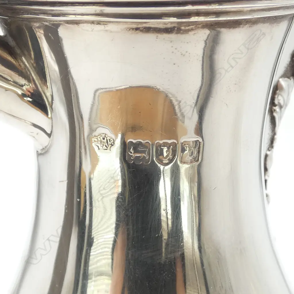STG SILVER HOT WATER JUG, LONDON 1897, ENGRAVED TO 'CHARLES CUNNINGHAM SCOTT 1898, H.200mm 400gms Image 1++