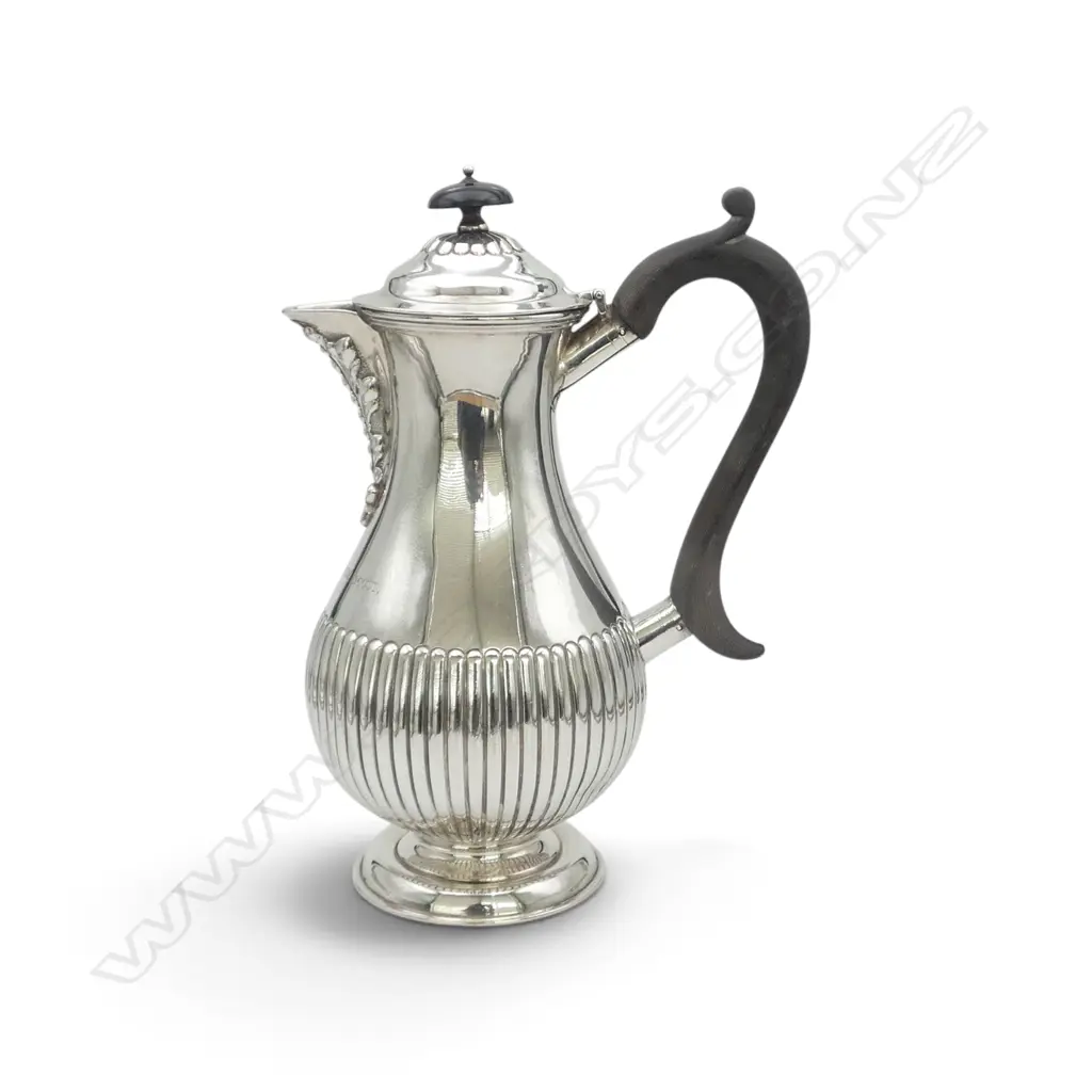 STG SILVER HOT WATER JUG, LONDON 1897, ENGRAVED TO 'CHARLES CUNNINGHAM SCOTT 1898, H.200mm 422gms Image 1++
