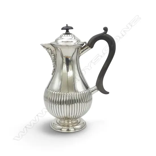 STG SILVER HOT WATER JUG, LONDON 1897, ENGRAVED TO 'CHARLES CUNNINGHAM SCOTT 1898, H.200mm 422gms