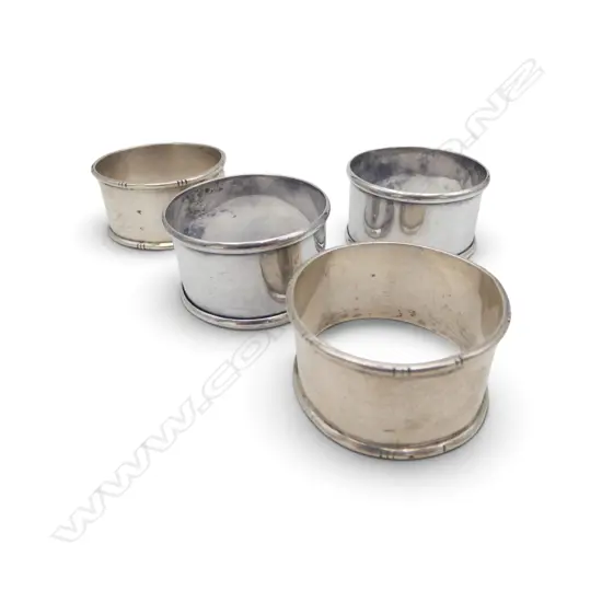 4 PLAIN STG SILVER NAPKIN RINGS (TWO PAIRS), B'HAM HALLMARKS, 51.6gms