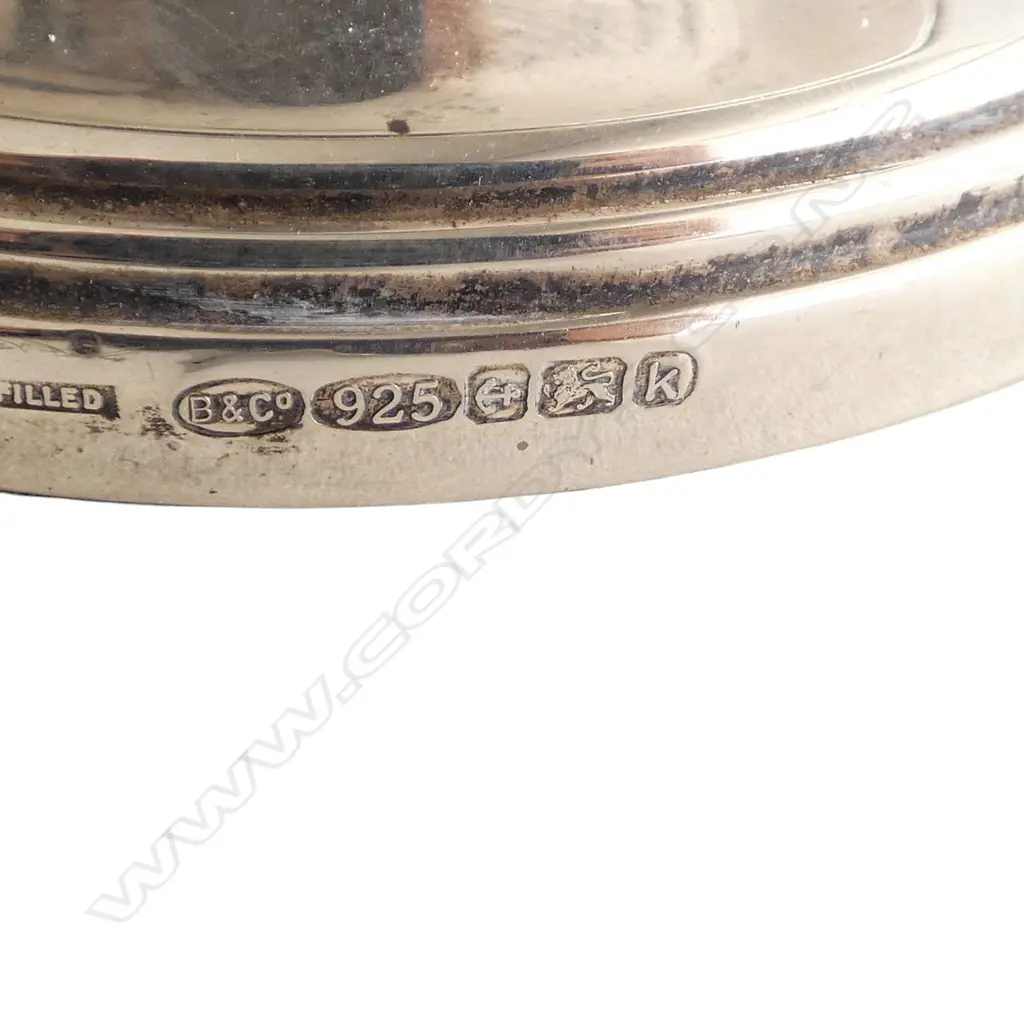 PR STG SILVER CANDLEHOLDERS, B'HAM 2009 H.50mm, 95mm dia WEIGHTED Image 1++