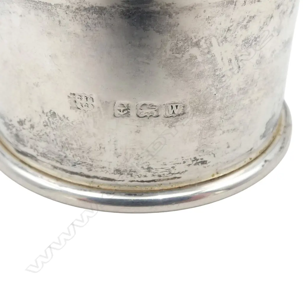 6 STG SILVER PLAIN NAPKIN RINGS WITH INITIALS, ENGLISH HALLMARKS, 96gms Image 1++