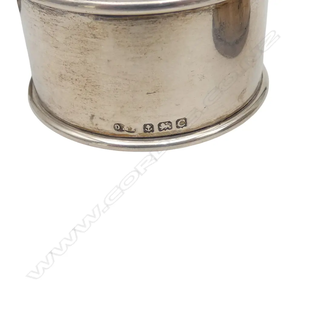 6 STG SILVER PLAIN NAPKIN RINGS WITH INITIALS, ENGLISH HALLMARKS, 96gms Image 1++