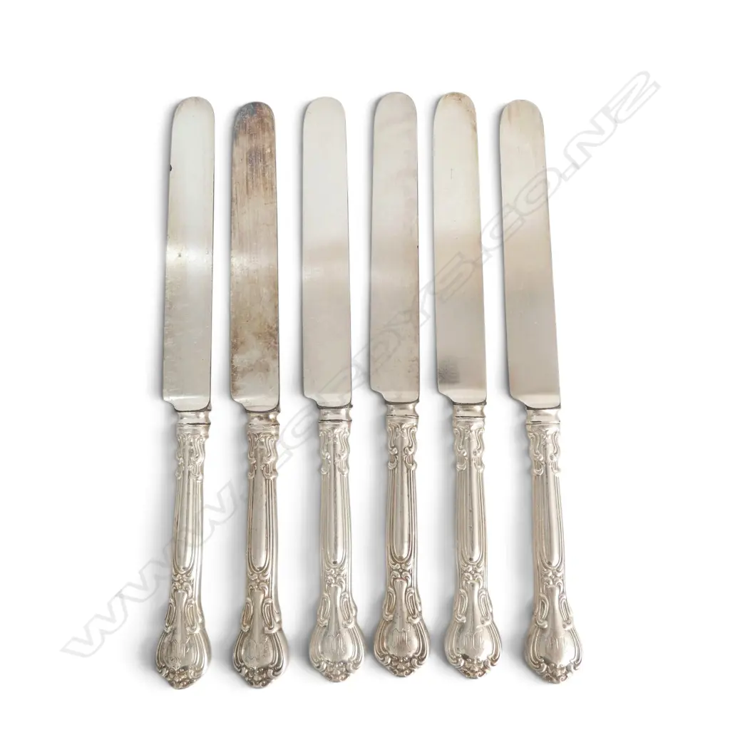 6 KNIVES w. STERLING SILVER HANDLES L.245mm Image 1++