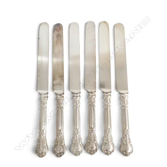 6 KNIVES w. STERLING SILVER HANDLES L.245mm