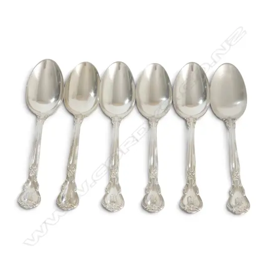6 STERLING SILVER DESSERT SPOONS L.180mm 290gms