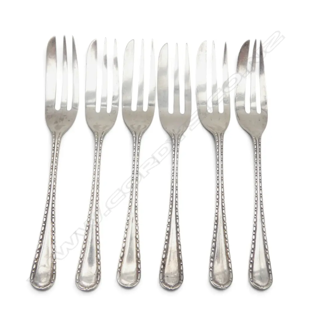 SET 6 STG SILVER CAKE FORKS SHEFFIELD 1946,100gms, L.128mm Image 1++